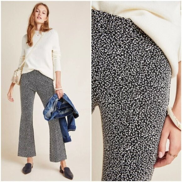 Anthropologie Essential Crop Flare, Black & White Leopard, Size XS - Picture 1 of 11